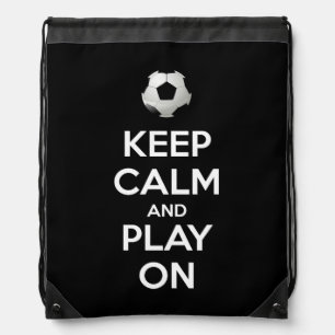 Keep Calm and Play On Drawstring Bag