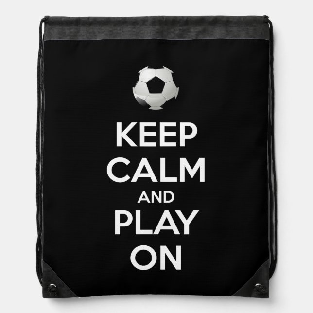 Keep Calm and Play On Drawstring Bag (Front)