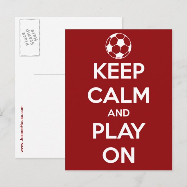 Keep Calm and Play On Red Postcard (Front/Back)