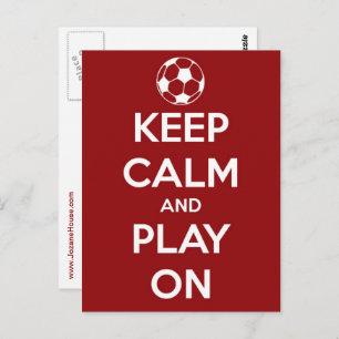 Keep Calm and Play On Red Postcard