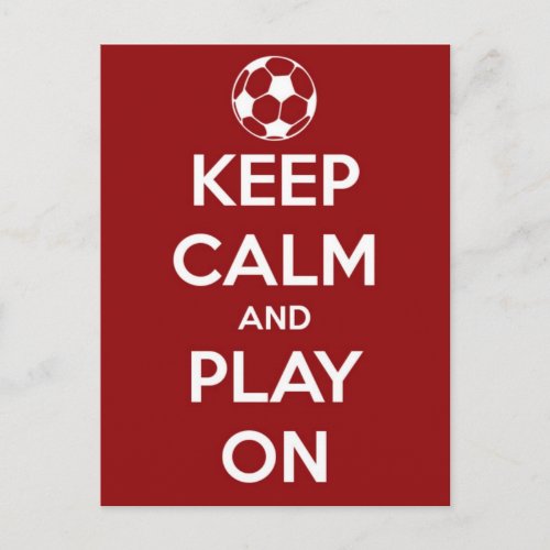 Keep Calm and Play On Red Postcard