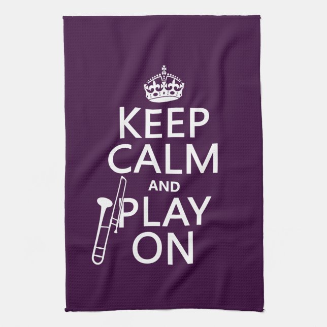 Keep Calm and Play On (Trombone)(any color) Towel (Vertical)