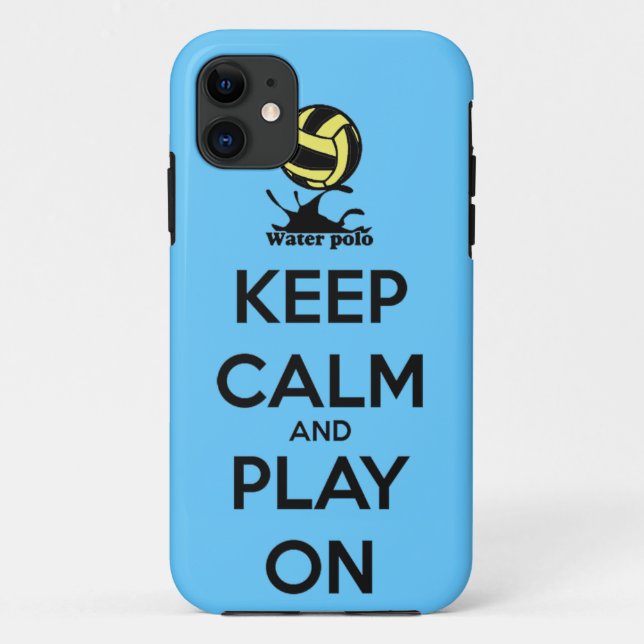 "Keep Calm and Play On" Water Polo iPhone Cover (Back)
