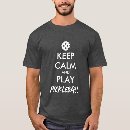 Keep calm and play pickleball grey t shirt for men