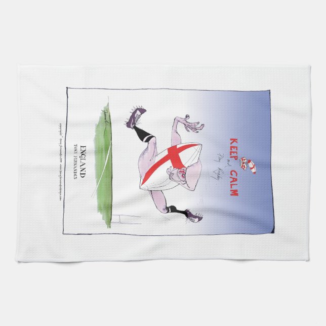 keep calm and play rugby, tony fernandes kitchen towel (Horizontal)