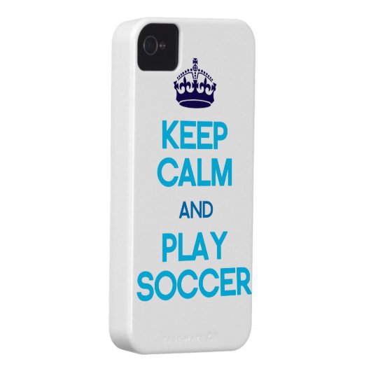 Keep Calm And Play Soccer (Blue) Case-Mate iPhone Case (Back/Right)