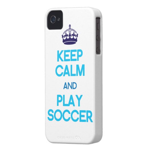 Keep Calm And Play Soccer (Blue) Case-Mate iPhone Case (Back Left)