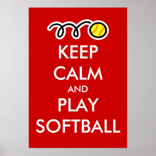 Keep calm and play softball poster