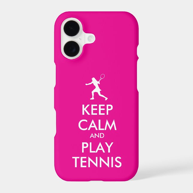 Keep Calm And Play Tennis funny neon pink iPhone Case (Back)
