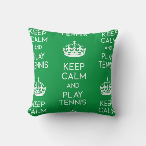 Keep calm and play tennis green throw pillow