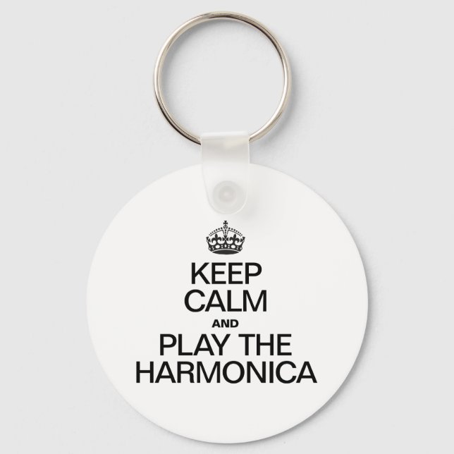 KEEP CALM AND PLAY THE HARMONICA KEYCHAIN (Front)
