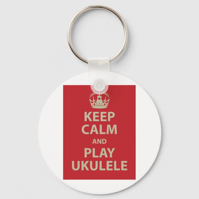 Keep Calm and Play Ukulele Keychain (Front)