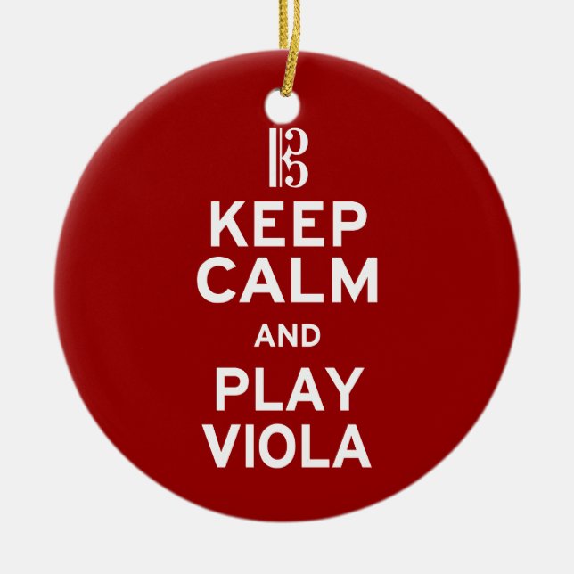 Keep Calm and Play Viola Ceramic Ornament (Front)