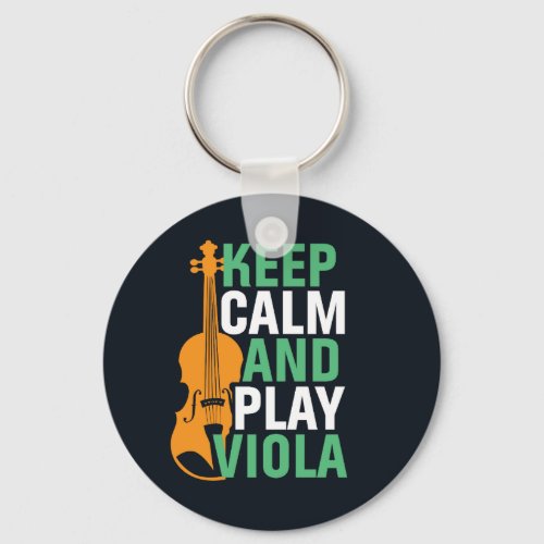 Keep Calm and Play Viola Vintage Violist Keychain