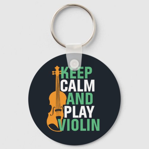 Keep Calm and Play Violin Vintage Violinist Keychain