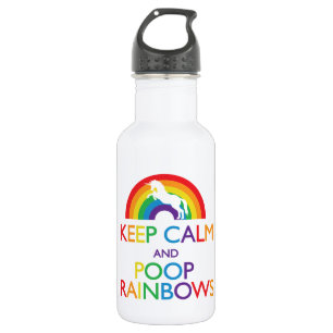 Keep Calm and Poop Rainbows Unicorn "Read Below" Water Bottle