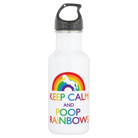 Keep Calm And Poop Rainbows Unicorn "read Below" Water Bottl