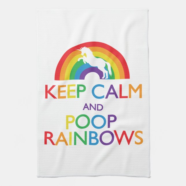 Keep Calm and Poop Rainbows Unicorn Towel (Vertical)
