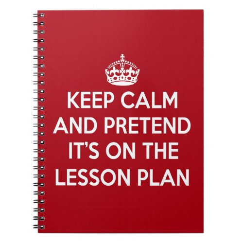 KEEP CALM AND PRETEND ITS ON THE LESSON PLAN GIFT NOTEBOOK