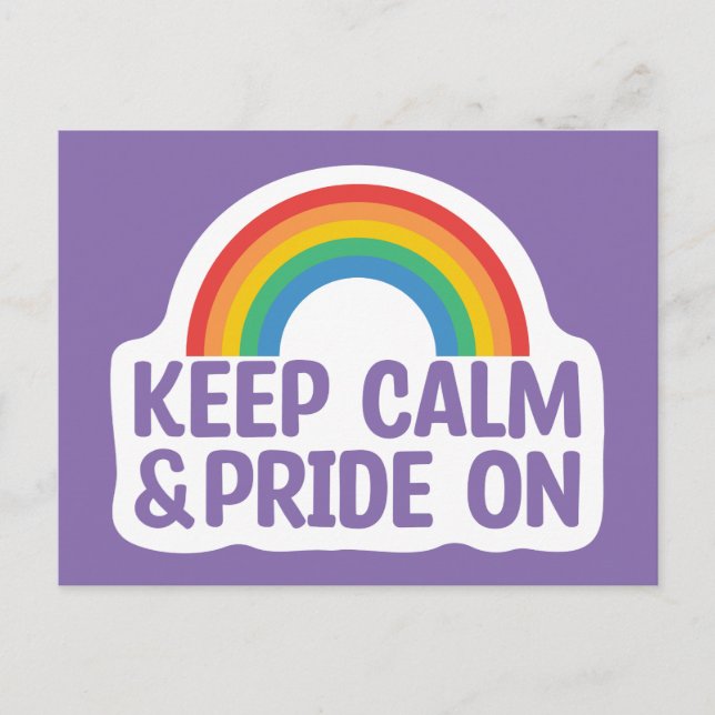 Keep Calm And Pride On | Gay Pride Month Postcard (Front)