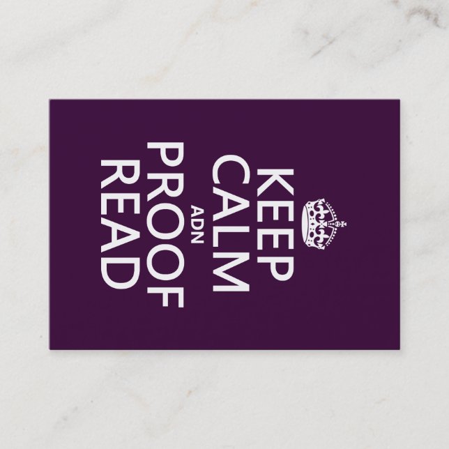 Keep Calm 'and' Proofread (adn) (in any color) Business Card (Front)