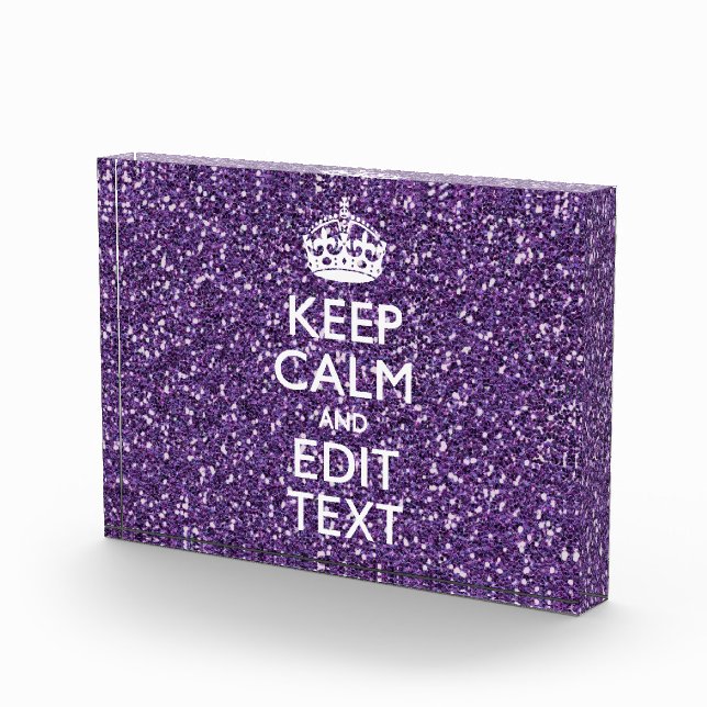 Keep Calm and Purple Mauve Acrylic Award (Right)