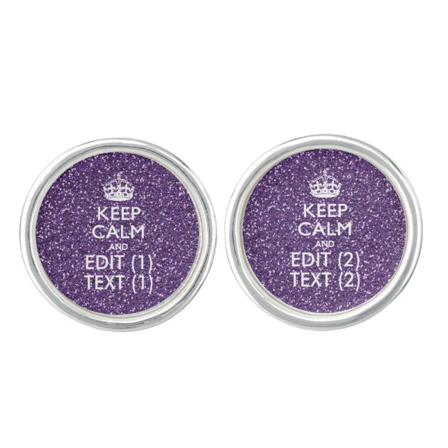 Keep Calm and Purple Mauve Cufflinks (Front)