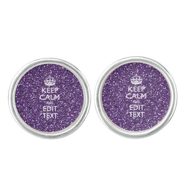 Keep Calm and Purple Mauve Cufflinks (Front)