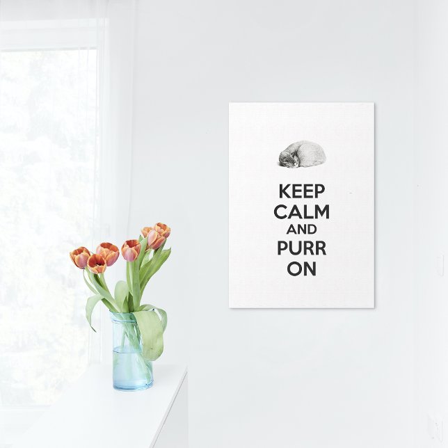 Keep Calm and Purr On Sketch Sleeping Cat Canvas Print (Creator Uploaded)