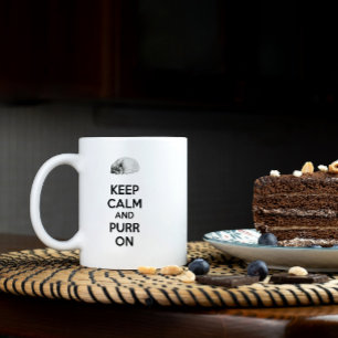 Keep Calm and Purr On Sketch Sleeping Cat Coffee Mug