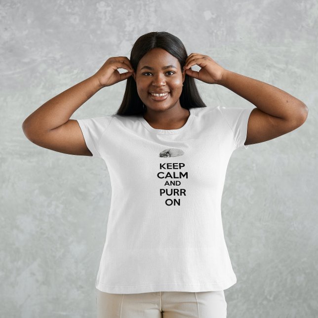 Keep Calm and Purr On Sketch Sleeping Cat T-Shirt (Creator Uploaded)