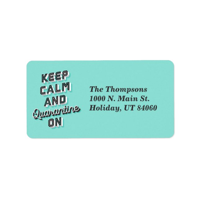 Keep Calm and Quarantine On Return Labels (Front)