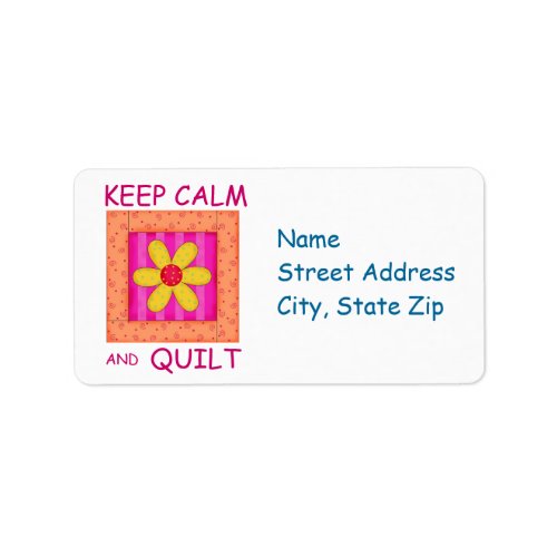 Keep Calm and Quilt Applique Flower Block Label