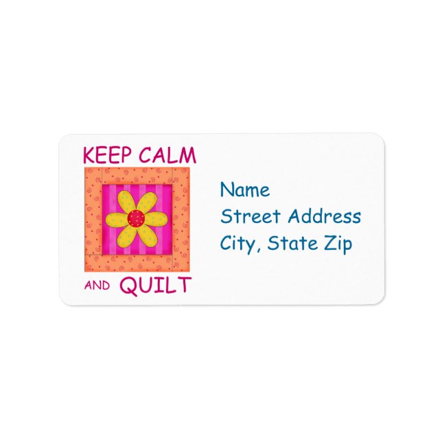 Keep Calm and Quilt Applique Flower Block Label (Front)