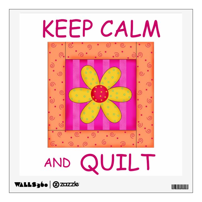 Keep Calm and Quilt Applique Flower Block Wall Sticker (Front)