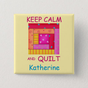 Keep Calm and Quilt Colorful Log Cabin Block Button