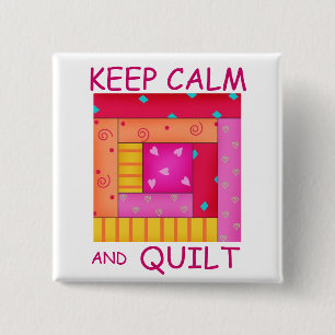 Keep Calm and Quilt Colorful Log Cabin Block Button