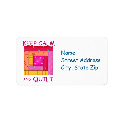 Keep Calm and Quilt Colorful Log Cabin Block Label