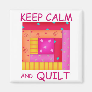 Keep Calm and Quilt Colorful Log Cabin Block Magnet