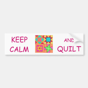 Keep Calm and Quilt Colorful Patchwork Blocks Bumper Sticker