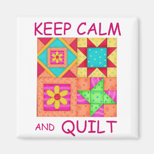 Keep Calm and Quilt Colorful Patchwork Blocks Magnet