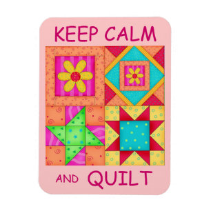Keep Calm and Quilt Colorful Patchwork Blocks Magnet