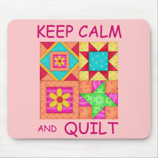 Keep Calm and Quilt Colorful Patchwork Blocks Mouse Pad