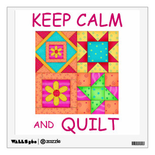 Keep Calm and Quilt Colorful Patchwork Blocks Wall Decal