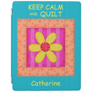 Keep Calm and Quilt Flower Name Personalized iPad Smart Cover