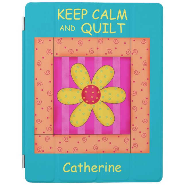 Keep Calm and Quilt Flower Name Personalized iPad Smart Cover (Front)