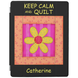 Keep Calm and Quilt Flower Name Personalized iPad Smart Cover