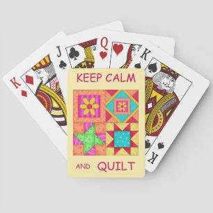 Keep Calm and Quilt For Block Colorful Patchwork Poker Cards