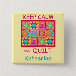 Keep Calm and Quilt Multi Block Patchwork Quilt Button