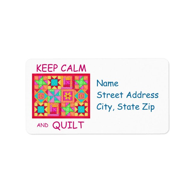 Keep Calm and Quilt Multi Block Patchwork Quilt Label (Front)